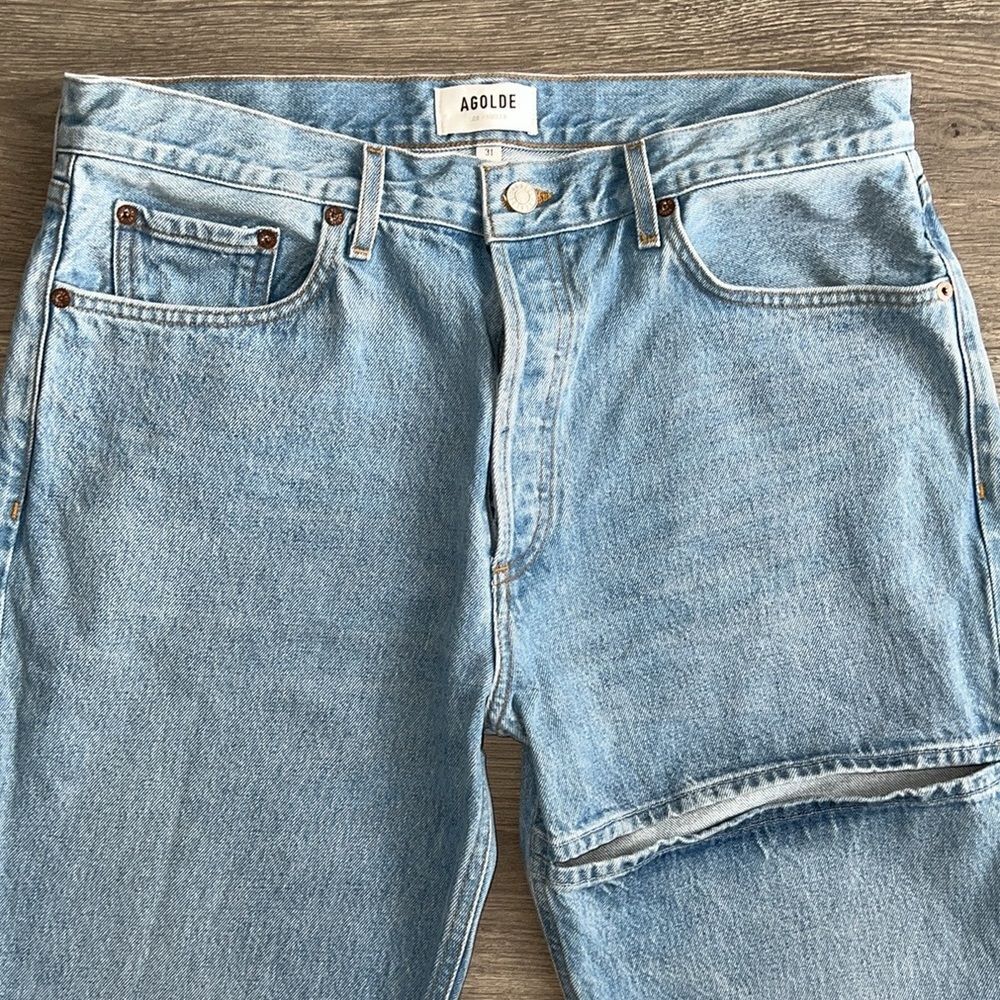 AGOLDE Lana Slice Straight Leg Jeans Size 31 Mid Rise Light Blue 90s Revolve - Picture 6 of 13